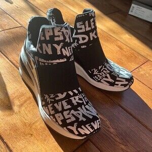 DKNY Women’s Graffiti Print Bubble Wedge Slip-On Sneakers | Size 7 | NEW